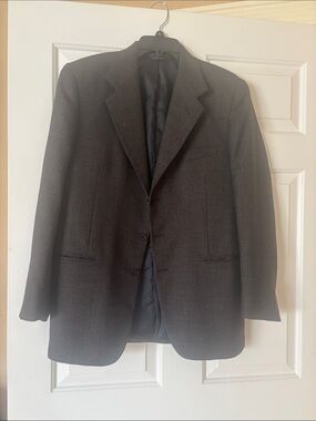 Panache Men's Dark Charcoal Textured Two-Button Blazer